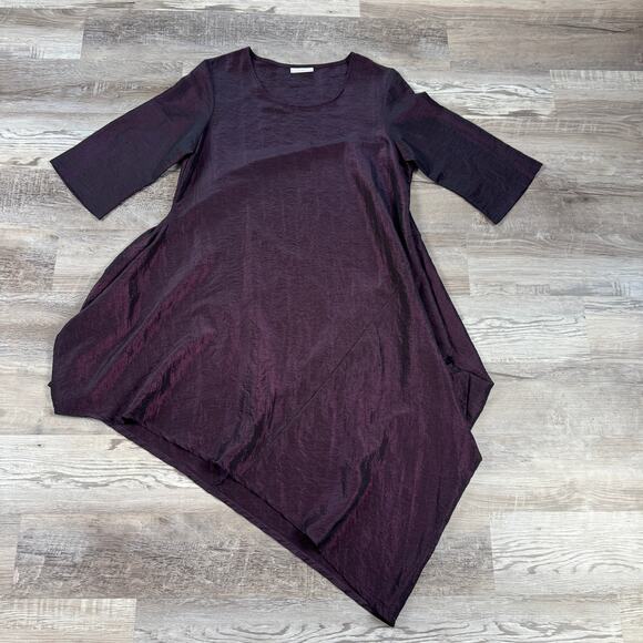 bryn Walker Dresses & Skirts - Bryn Walker Naida Tunic Plum Asymmetric Lagenlook Art to Wear Made USA Fall L